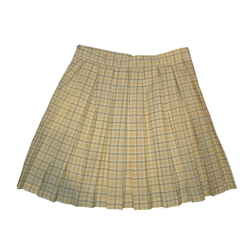 CALI 1850 yellow‎ plaid, pleated, y2k mini skirt  sz XS